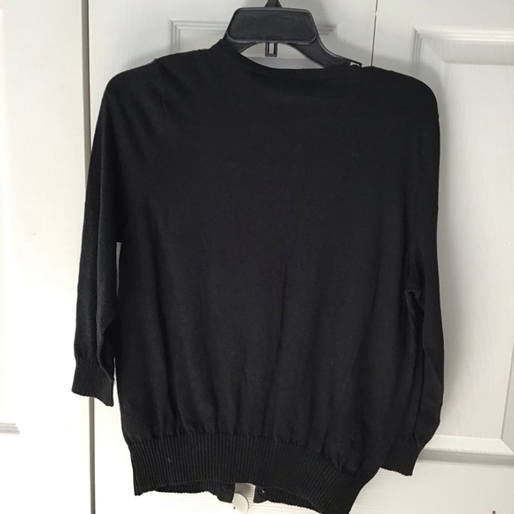 Vintage Liz Claiborne Black Cardigan With Silver Square sequence PL - Picture 10 of 10